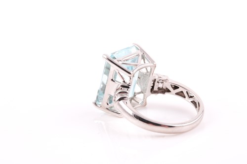 Lot 73 - A 14ct white gold, diamond, and aquamarine...