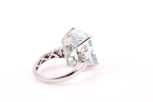 Lot 73 - A 14ct white gold, diamond, and aquamarine...
