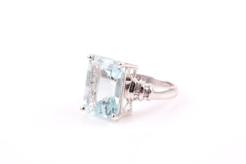 Lot 73 - A 14ct white gold, diamond, and aquamarine...