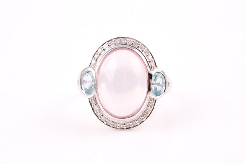 Lot 97 - A 9ct white gold, diamond, aquamarine and...