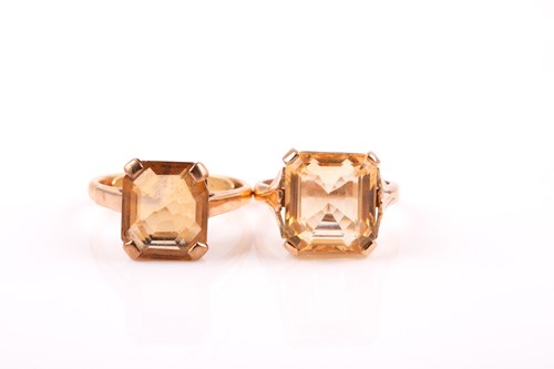 Lot 5 - A yellow metal and citrine ring, set with a...