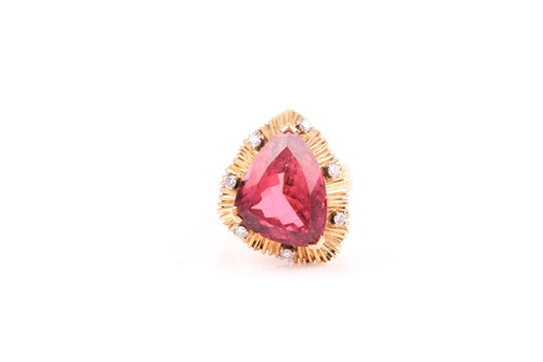 Lot 176 - An unusual yellow metal, diamond, and pink...