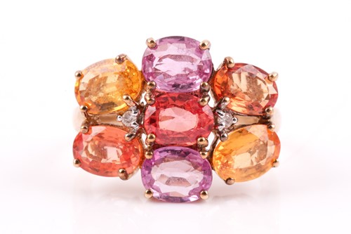 Lot 175 - A 9ct yellow gold and multi-coloured sapphire...