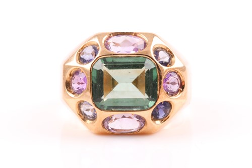 Lot 28 - An unusual yellow metal, tourmaline, and...