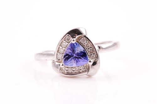 Lot 146 - A 14ct white gold, diamond, and tanzanite...