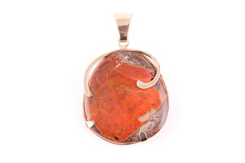 Lot 353 - An unusual 9ct yellow gold mounted matrix opal,...