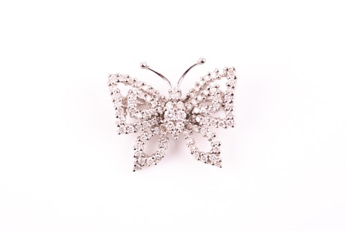 Lot 35 - An 18ct white gold and diamond butterfly...