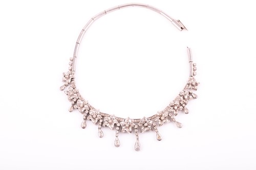 Lot 334 - A mid 20th century white metal and diamond...