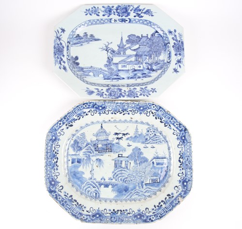 Lot 135 - Two Chinese blue & white export porcelain meat...