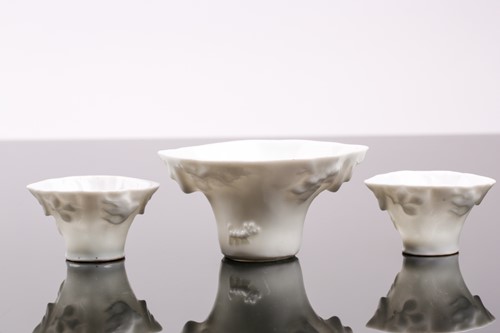 Lot 102 - Three Chinese blanc de chine libation cups,...