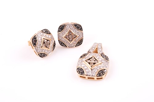 Lot 170 - A 14ct yellow gold and diamond pendant, set...