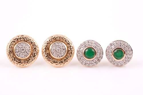 Lot 179 - A pair of 14ct yellow gold and idamond...