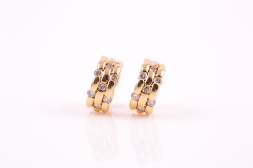 Lot 64 - A pair of 18ct yellow gold and diamond...