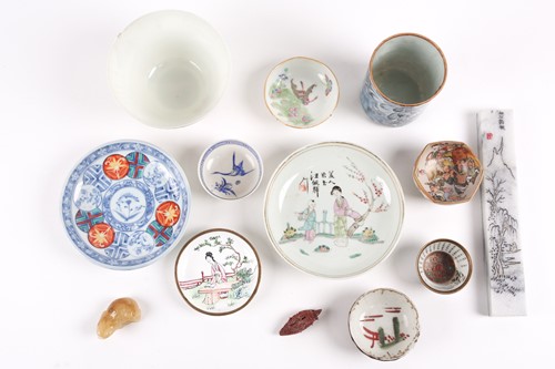 Lot 103 - A Chinese thinly potted bowl, painted with Wu...