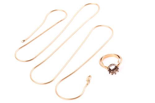 Lot 39 - An Italian 18ct yellow gold snake-link chain...