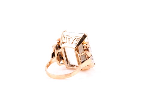 Lot 226 - A mid 20th century aquamarine cocktail ring,...