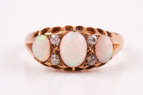 Lot 255 - An Edwardian seven stone opal and diamond half...