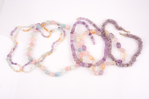 Lot 119 - A faceted amethyst beaded necklace, 51 cm long,...