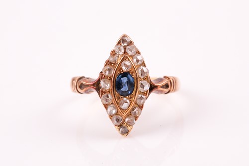 Lot 278 - A yellow metal and rose-cut diamond and oval...