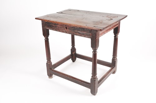 Lot 185 - A late 17th-century oak single drawer side...