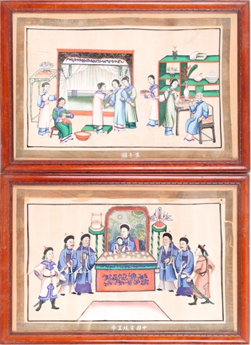 Lot 122 - A pair of Chinese paintings on pith paper,...