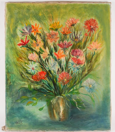 Lot 16 - 20th century school, an unframed still life...