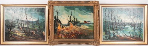 Lot 28 - 20th century school, three impasto style...