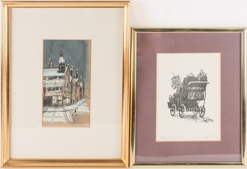 Lot 44 - Harold Riley (b.1934), a Salford street scene,...