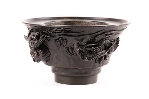 Lot 140 - A Japanese bronze censer, Meiji period, of...
