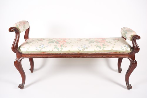 Lot 205 - A mid-Victorian carved mahogany duet stool,...