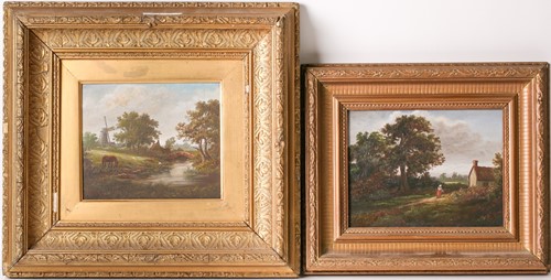 Lot 55 - English school, a pastoral scene of a figure...