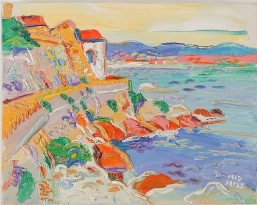 Lot 57 - Fred Yates, (1922-2008), Coastal road, oil on...