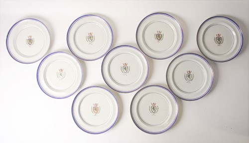 Lot 149 - A set of nine Chinese export American armorial...