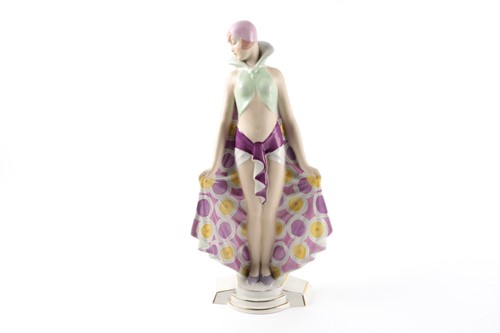 Lot 226 - A Royal Dux Art Deco pottery figure of a...