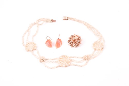 Lot 149 - An Edwardian seed pearl necklace, suspended...