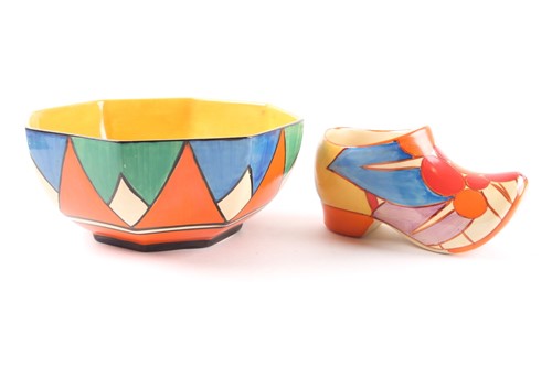 Lot 227 - A Clarice Cliff Bizarre octagonal pottery bowl,...