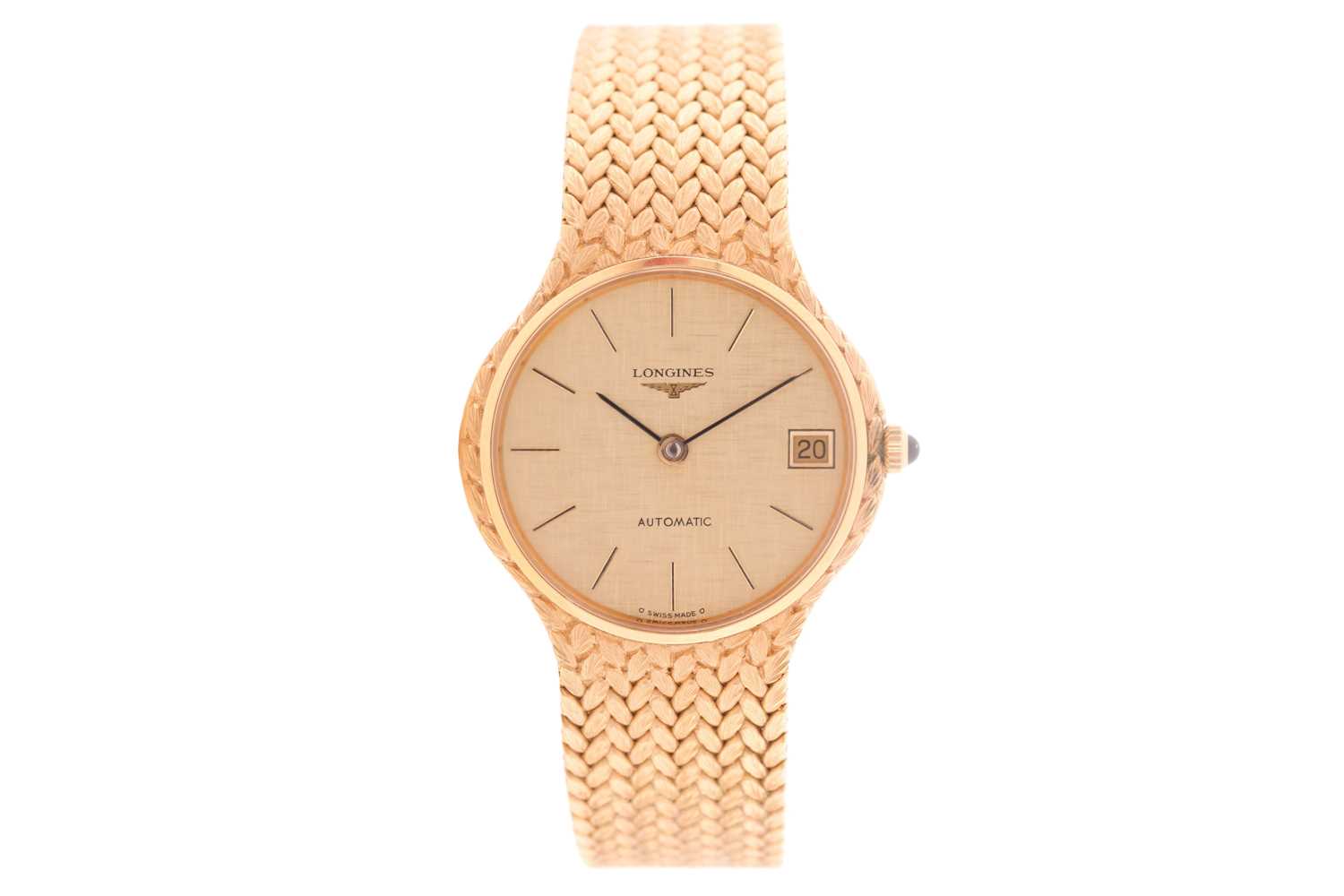 Lot 529 - A Longines 18ct yellow gold automatic dress...