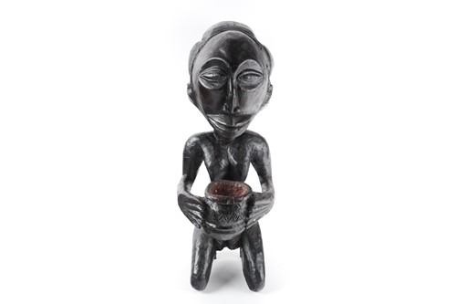 Lot 203 - A Luba female kneeling bowl bearer, Mboko,...