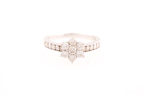 Lot 347 - A diamond cluster ring; the principal cluster...