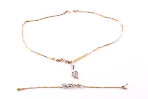 Lot 3 - A white gem set necklace and bracelet set; two...