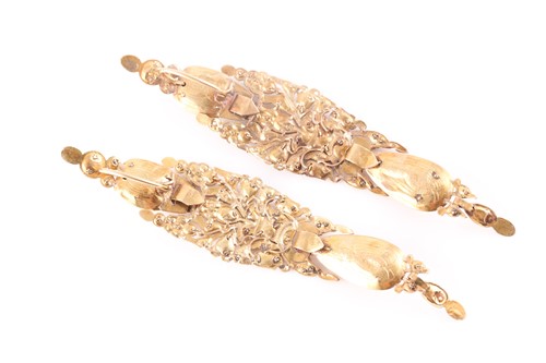 Lot 56 - A pair of Spanish hessonite garnet earrings,...