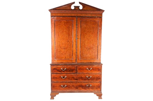 Lot 88 - A George III marquetry inlaid mahogany linen...