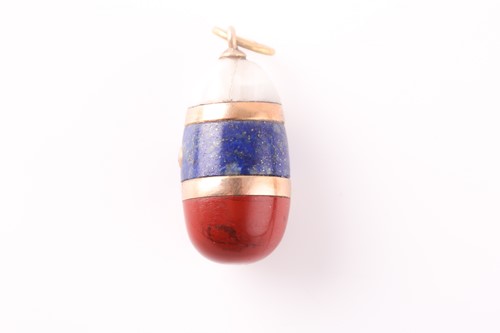 Lot 109 - A Russian 14ct gold polished stone pendant, of...
