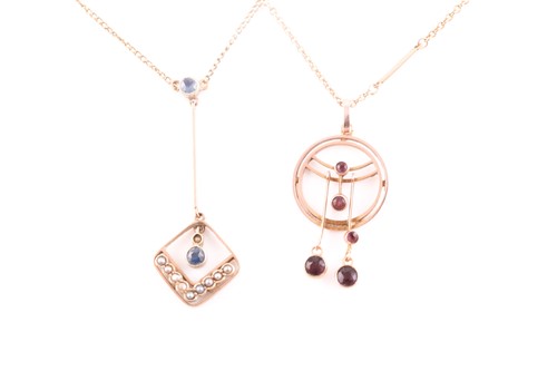 Lot 10 - An Edwardian sapphire and seed pearl negligee...