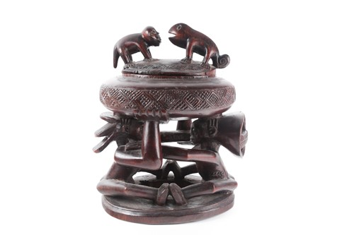 Lot 202 - A Luba dual divination cup bearer group,...
