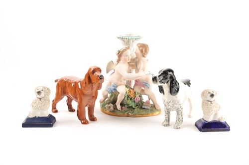 Lot 221 - A Samson Hancock Derby porcelain figural spill...