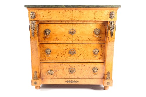 Lot 77 - A French Empire design marble-topped birdseye...