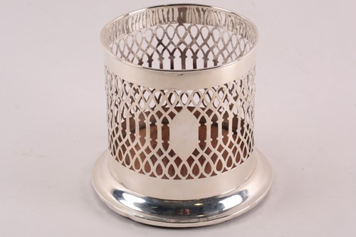 Lot 348 - A silver bottle holder. London 1908 by Mappin...