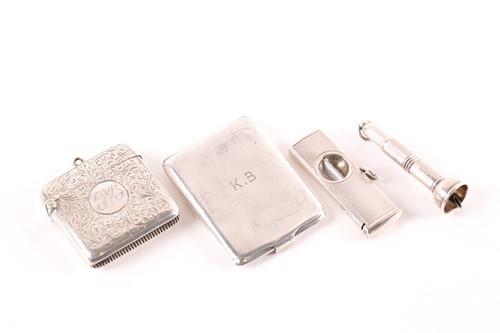 Lot 240 - A silver cigar cutter with engine turned...