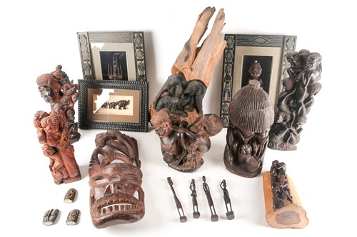 Lot 156 - A collection of Makonde blackwood carvings,...